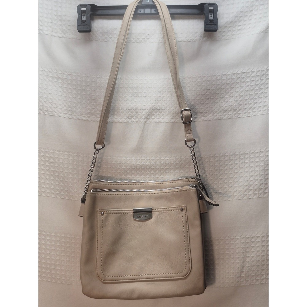 Rosetti Womens Tan Faux Leather Crossbody Shoulder Bag Adjustable Strap 7199